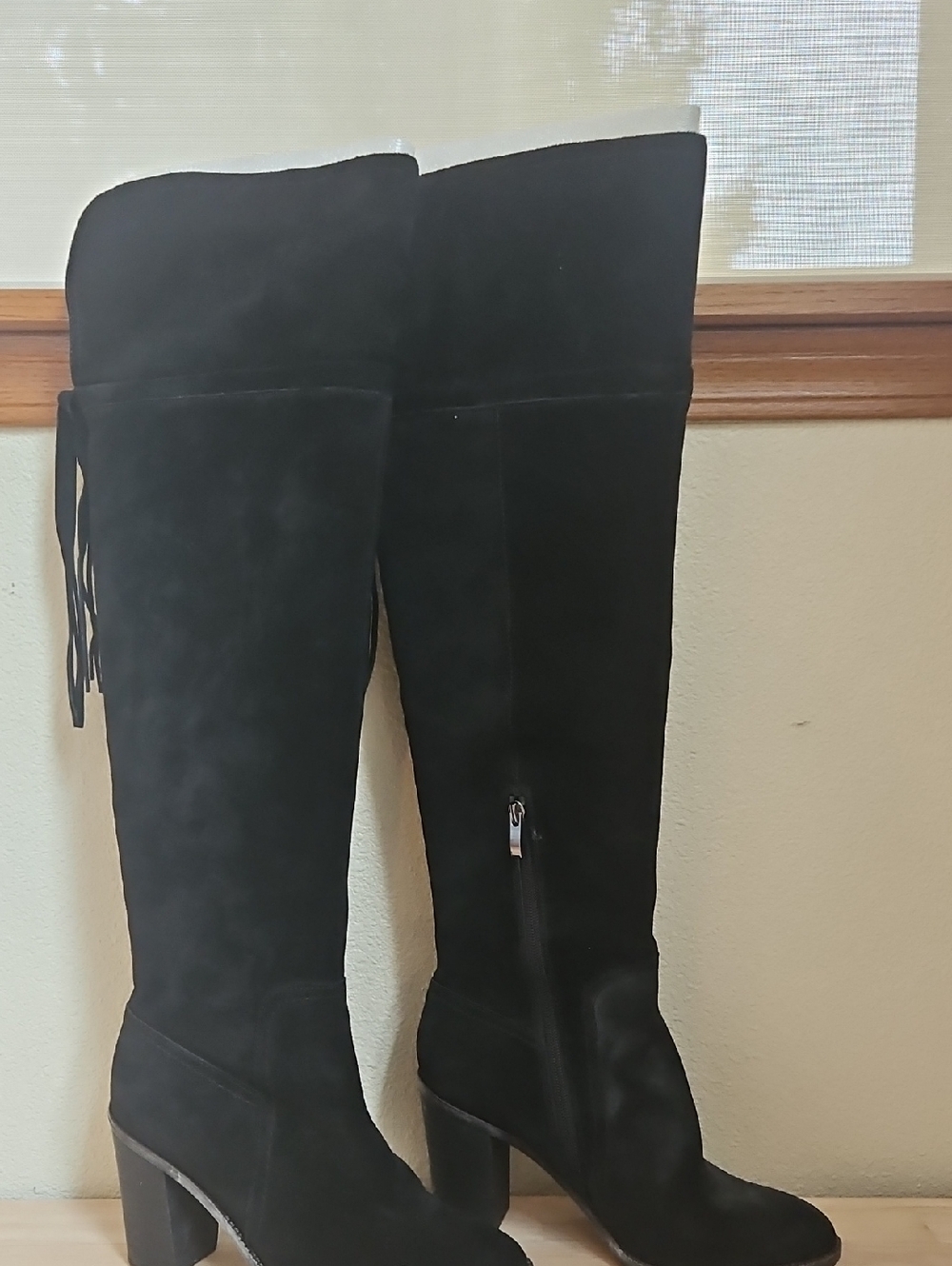 Franco Sarto Black Over-the-Knee Suede Block Heel Boots